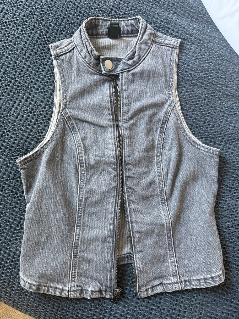 Washed Denim Zip Vest